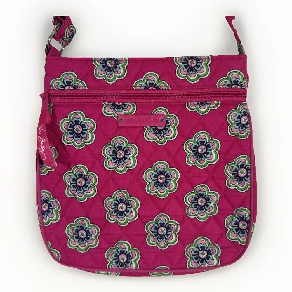 Vera Bradley Petite Double Zip Hipster Crossbody Pink Swirls Bag - 8x8.5